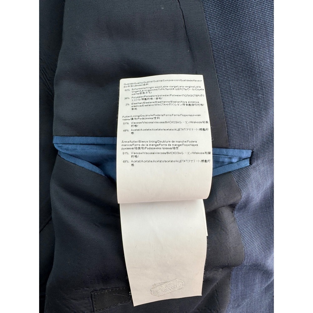 HUGO BOSS Mens Blue Wool Blend Sport Coat Blazer Jacket Size 44R Two Button - Picture 8 of 16
